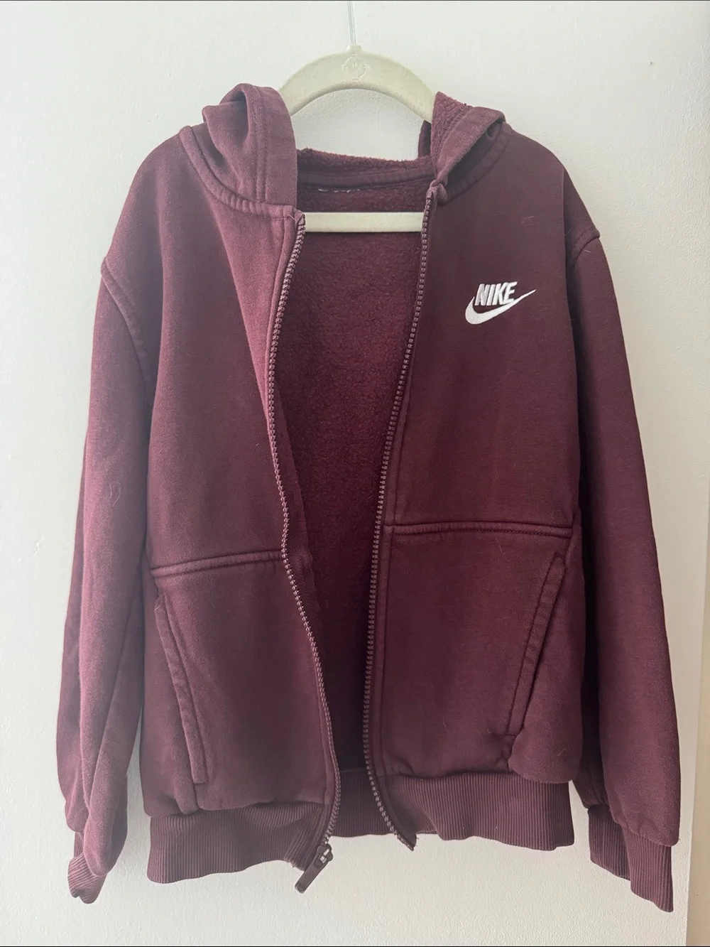 Nike Kids Maroon Zip-Up Hooded Sweatshirt